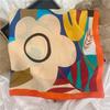 Ins Silk Scarf Headscarf Couple Headband Retro Flower Versatile Literary Small Square Scarf Female Korean Decorative Tied Bag Scarf