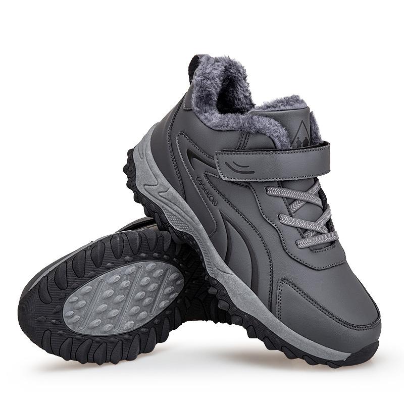 Winter Outdoor Large Cotton Shoes Piled and Thickened Warm Elderly Shoes Anti-splashing Leather Surface Dad Walking Shoes Women's Shoes