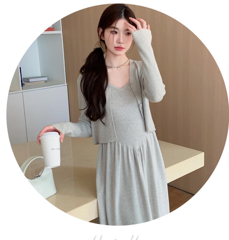 2026 Spring Knit Vest and Dress Two-Piece Set