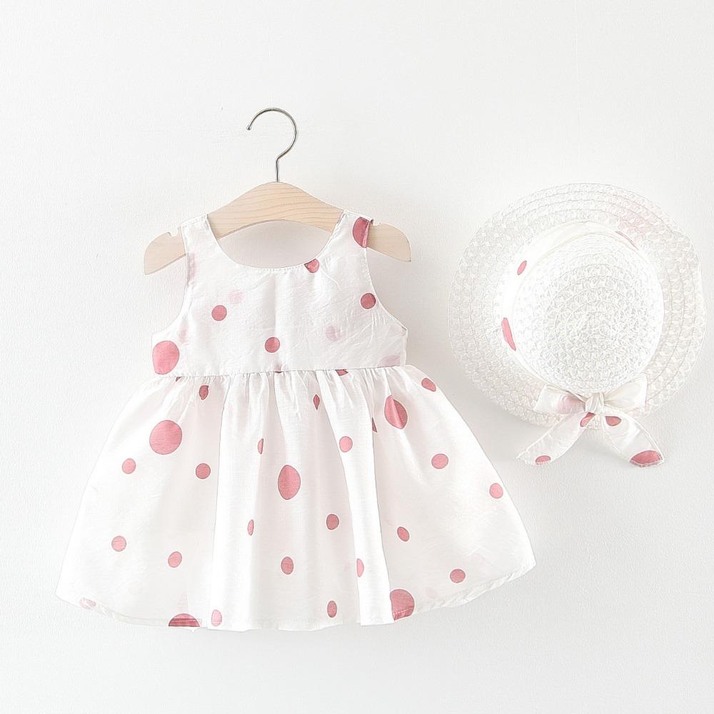 Letní nový dívčí původ šaty přes rameno baby bez rukávů princezna šaty plážová sukně poslat klobouky.