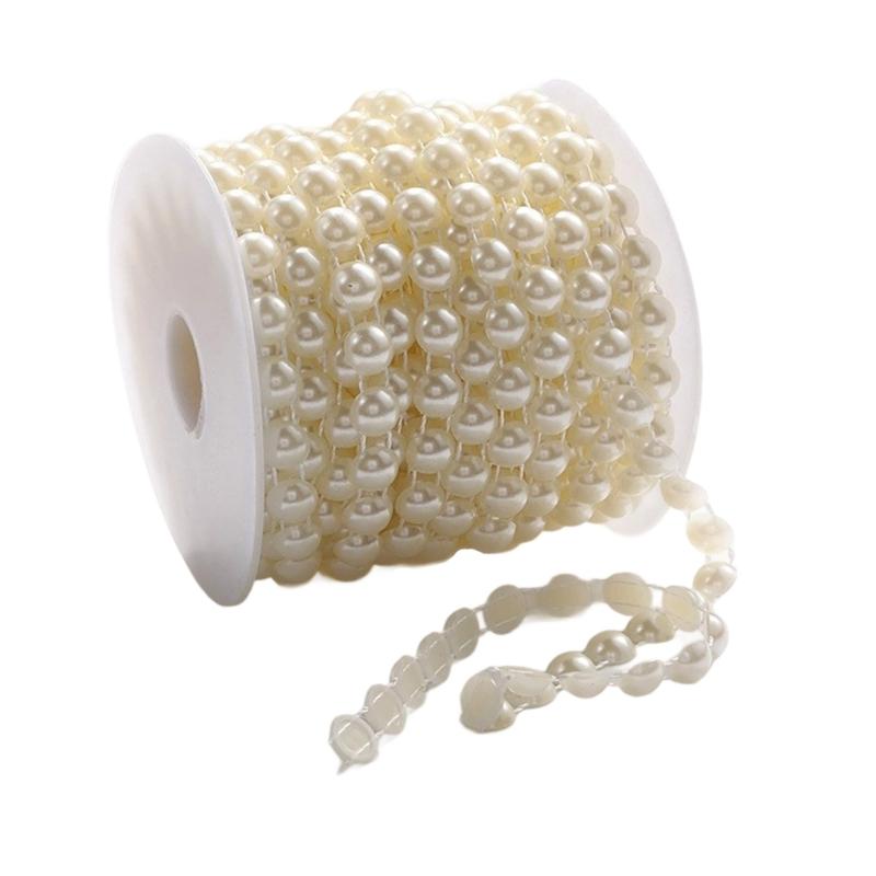 Imitation Pearls String Beads Chain for Art Craft 25M Artificial Pearls Beads Chain for Bridals Dress Wedding Decoration