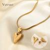 Fashion Stainless Steel Heart Pendant Necklace for Women High Quality Charm Love Necklace Earring Set Jewelry Anniversary Gift