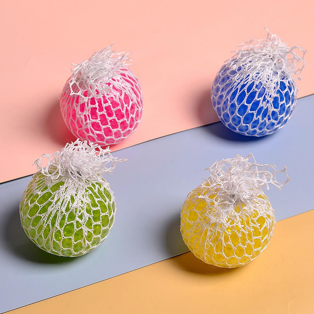 1 Stück weicher Trauben-Netz-Stressball, Dekompressionsball, Stressabbau, sensorischer weicher Ball, Handübungs-Elastikball (Zufällige Farbe)