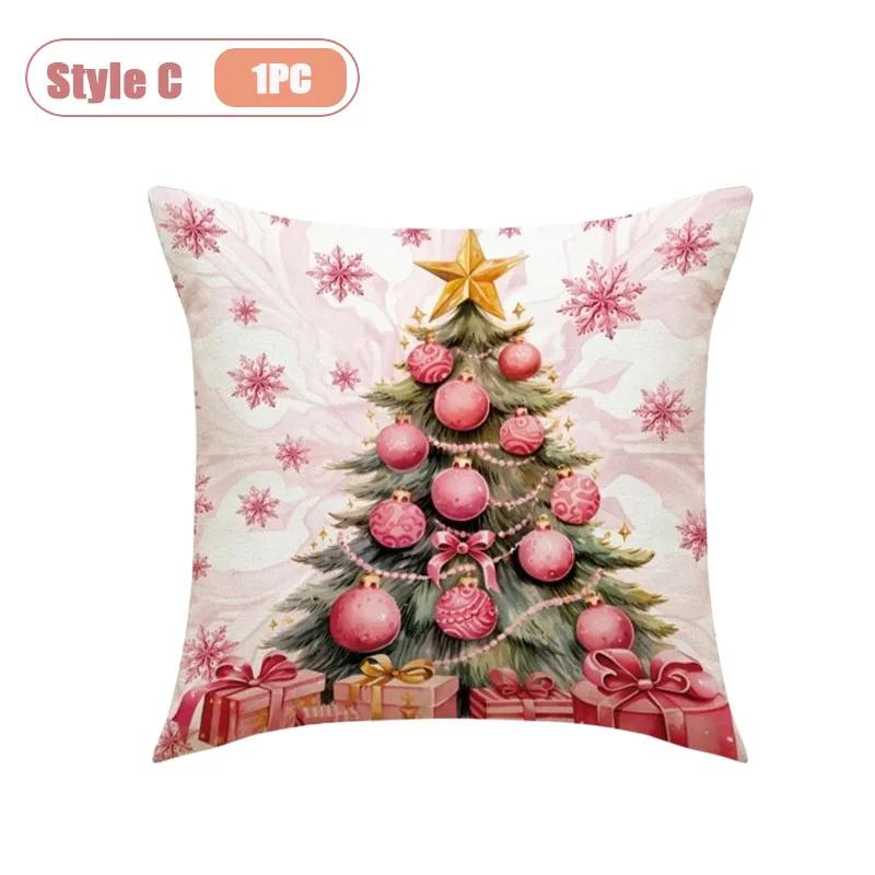 Festive Christmas Pillow Cover Decorative Cushion Case Holiday Sofa Accent Cover for Living Room Winter Holiday Party Home Decor