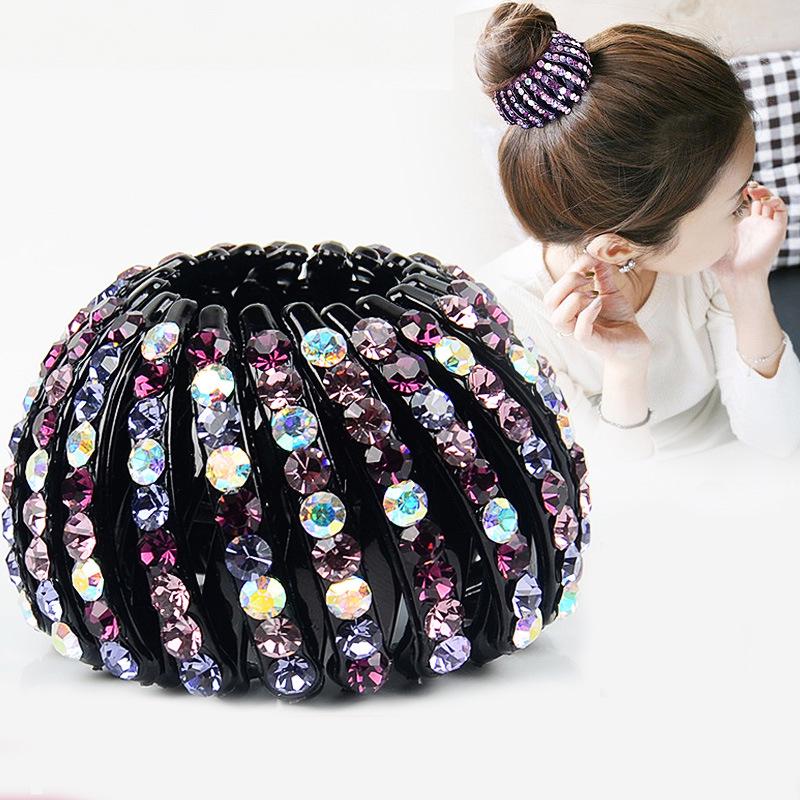7 Colors Ladies Hair Clips Pins Nest Crystal Hairpin Ponytail Hair