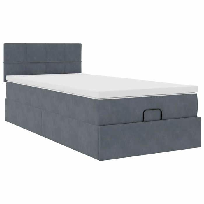 VidaXL Ottoman Bed Frame with Mattress Dark Grey 90x190 Cm Velvet, Bed Frame, Upholstered Bed Frame 3312591