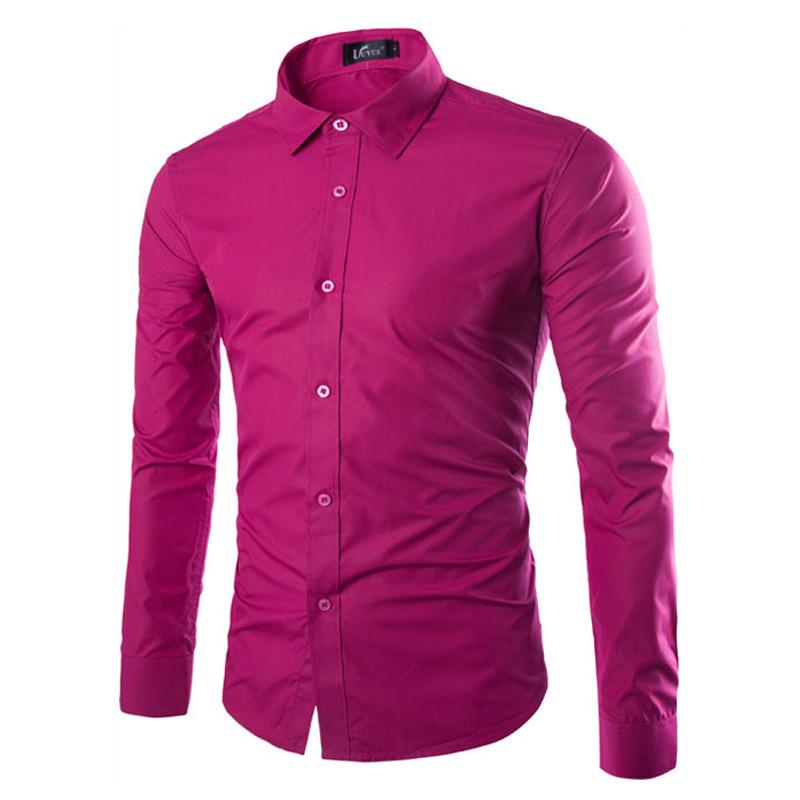 New Men's Fashion Shirt Slim Shirt Hundreds of Solid-coloured Business Casual Long-sleeved Shirt Male