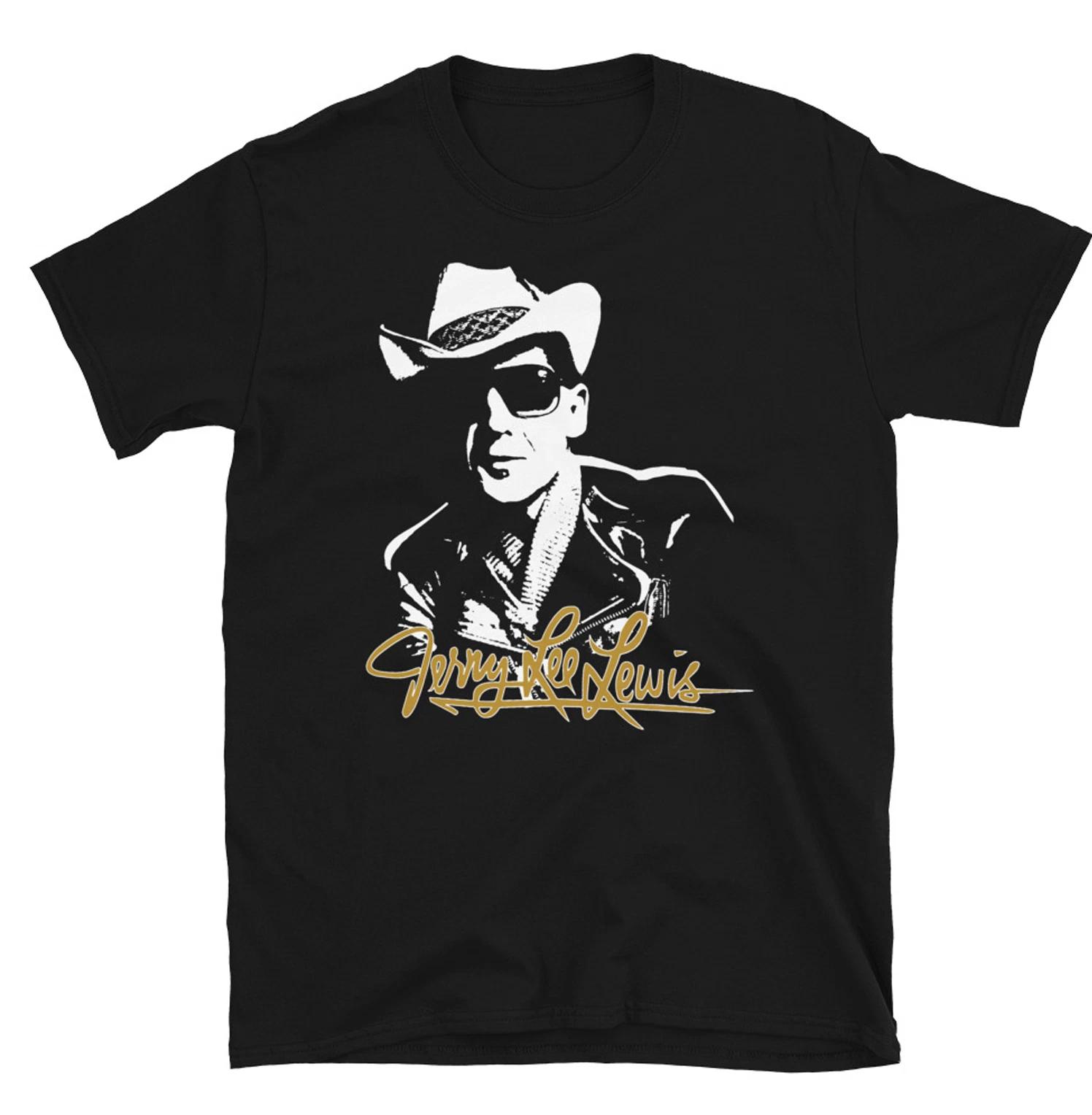 Men s and Women s T-shirts Jerry Lee Lewis Signed Men T-shirt Black Cotton Tee S to 5XL S
