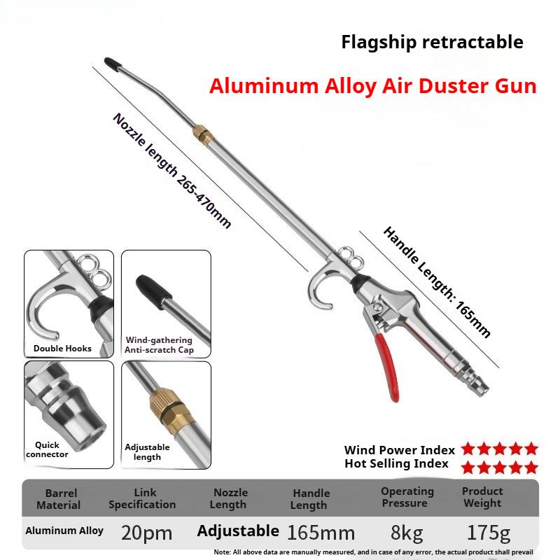 Pneumatic Air Dust Blow Gun High Pressure Removal Tools Portable Extended Retractable Dust Blow Gun Multi-purpose Cleaning Tools