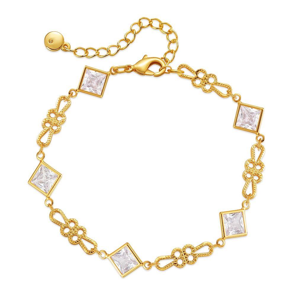 Waterproof Luxury Geometry Bangle Handmade Cubic Cuff Bracelet  Wedding Party Gift