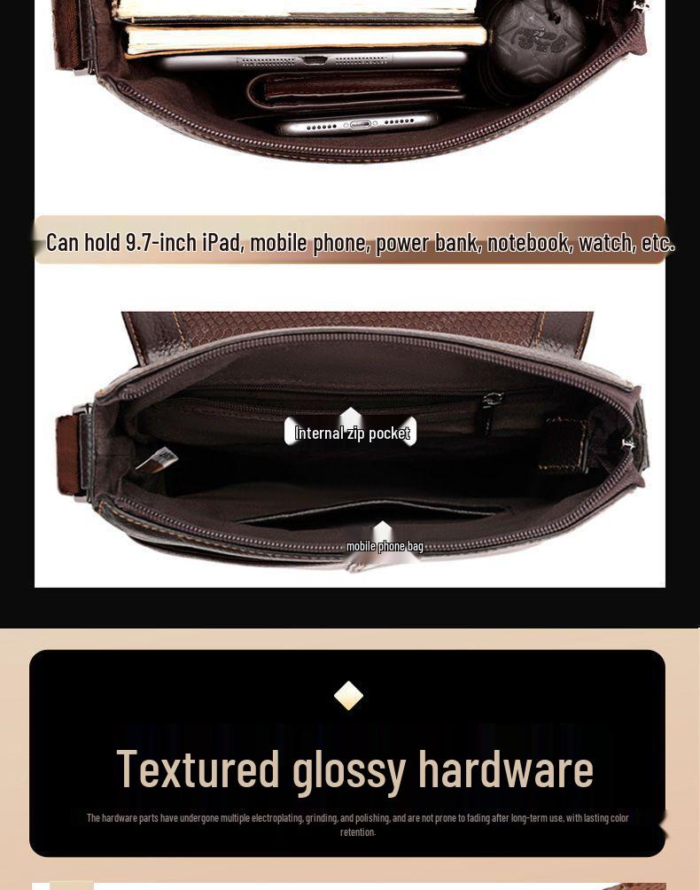 Baoding Leder Herren Umhängetasche - Trendige Business Casual Aktentasche