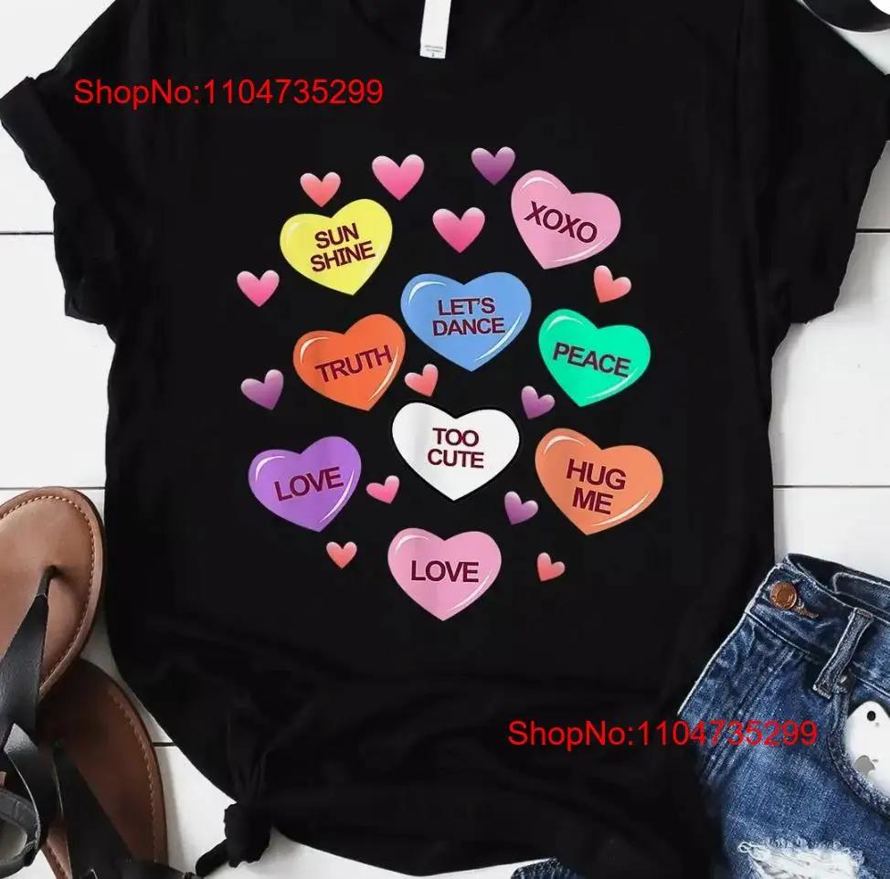 Valentine Candy Heart Valentines Day T Shirt Vintage Streetwear Top For Everyday Wear Designer Clothes Unisex Fashion