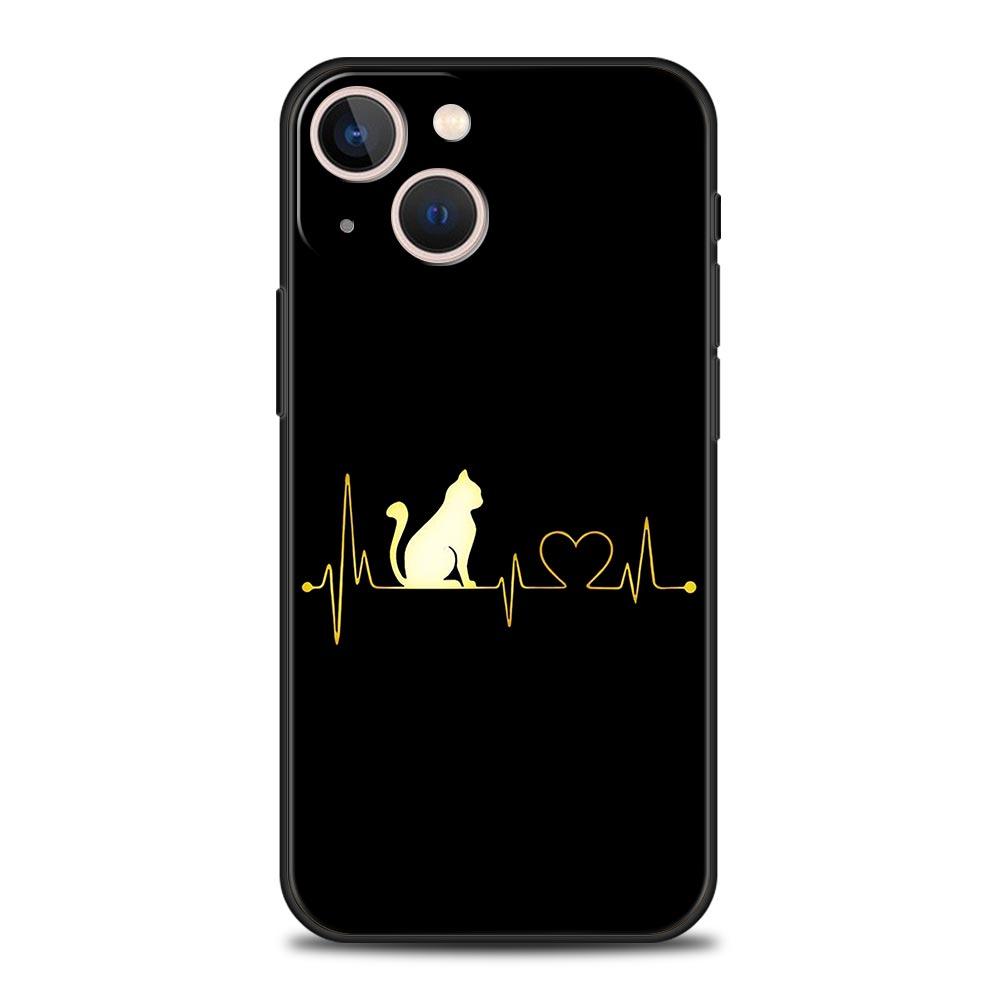 Cat Line Black Cats Phone Case For iPhone 17 16 15 Pro Max 11 12 13 14 7 8 Plus SE 2020 X XR XS Cover Soft Black