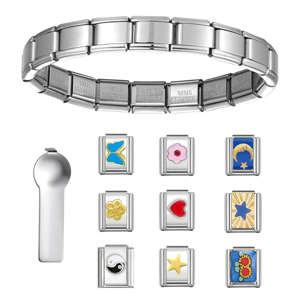 Italian Module Bracelet Link Connectors Jewelry Accessories Stainless Steel Texture Suitable for Jewelry Enthusiasts