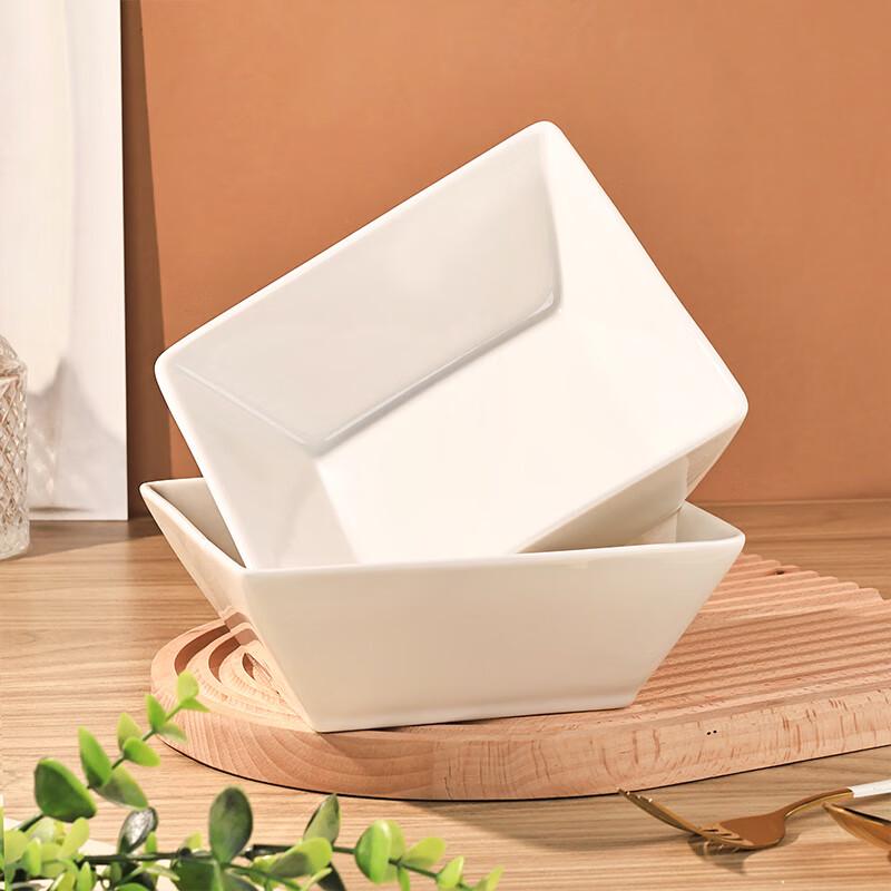 Mengyuan 7-inch Square Ceramic Bowl Set (4-Pack)