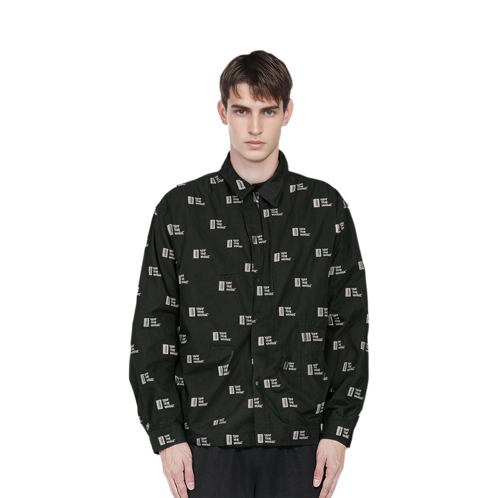 Vans Letter Print Loose Fit Zip Collar Jacket Men Jackets Black VN000GQ4CRG