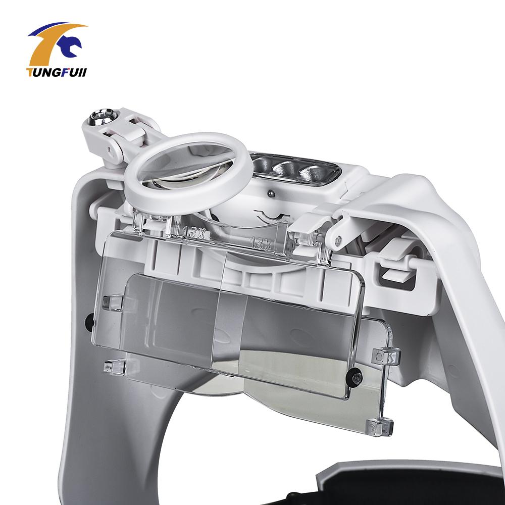 TUNGFULL Magnifying Glass with Led Lights Illuminated Magnifier Lamp Wearing Style 1.5x 2x 2.5x 3x 3.5x 8  Magnifying Headset