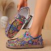 Large size casual single shoes women's color lace-up graffiti low-top canvas shoes wood grain platform shoes