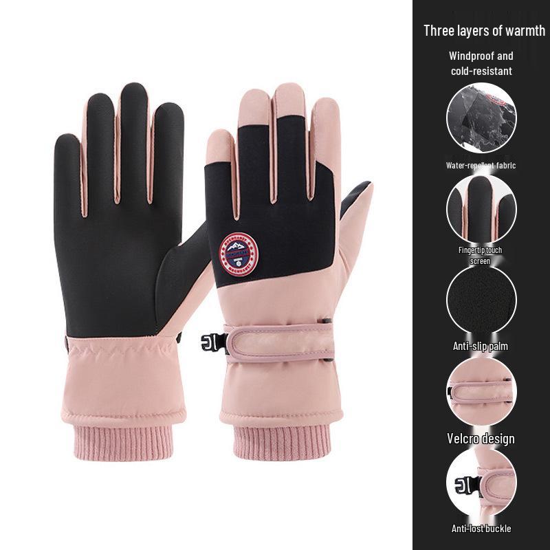 Guanti da sci invernali unisex: Foderato in Velluto, Touchscreen, Antivento e Antifreddo per Sport all'Aperto