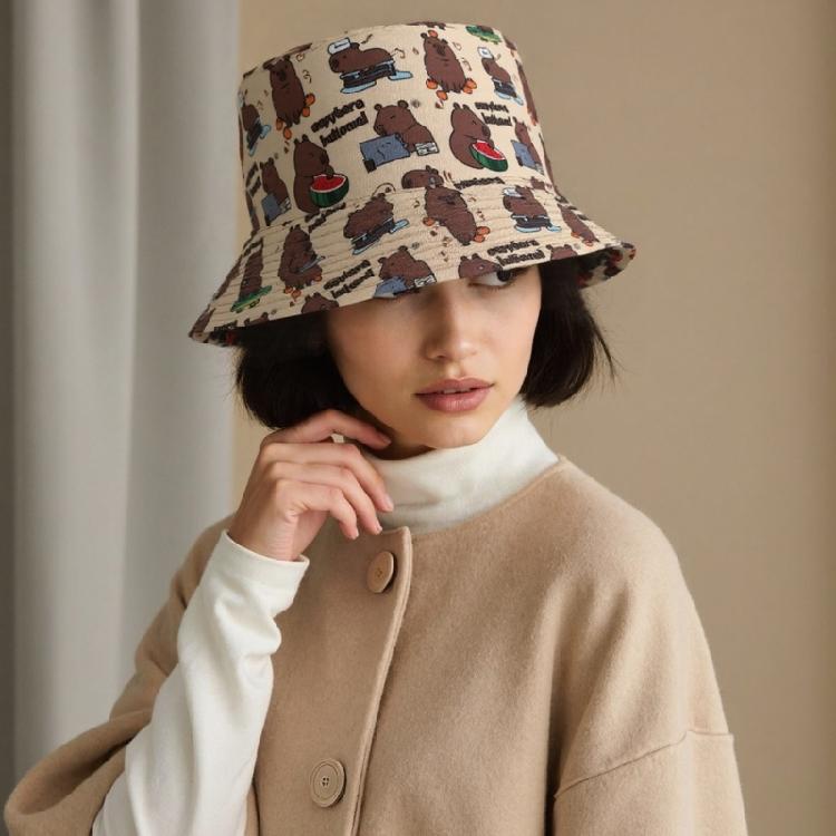 Eye Catching Capybara Bucket Hat Outdoor Sports Hat Stylish Streetwear Hat for Both Men and Women