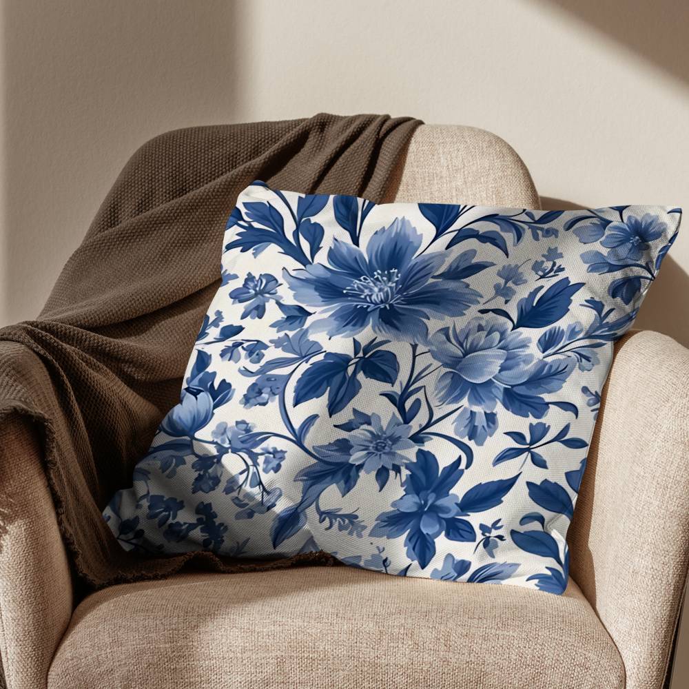 BBlue and White Porcelain Pillow Case Sofa Living Room Bedroom Headboard Backrest Cushion Square Cushion Nap Time