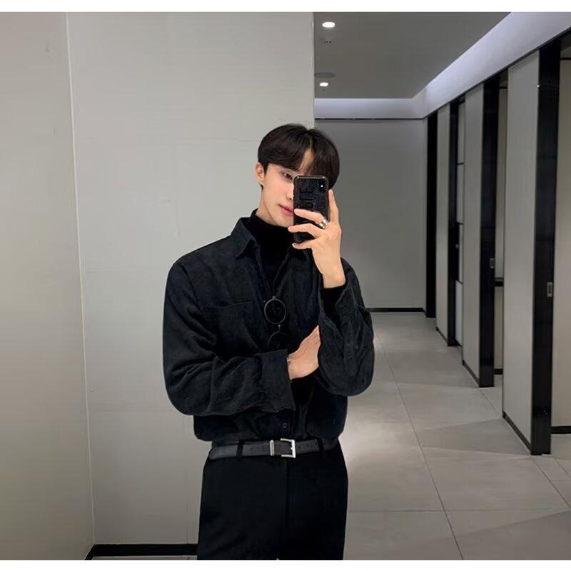 Spring and Autumn Mature Style Black Long-sleeved Shirt Men's Temperament Casual Inner Top