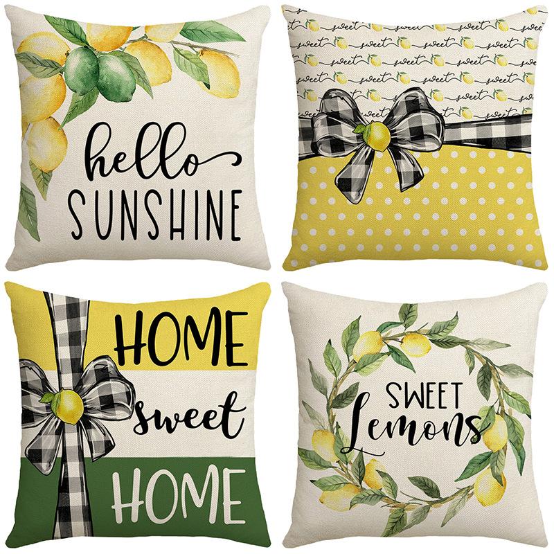 New Modern Simple Summer Lemon Decorative Pillow Nordic Ins Sofa Bedside Living Room Fruit Pillow Cushion