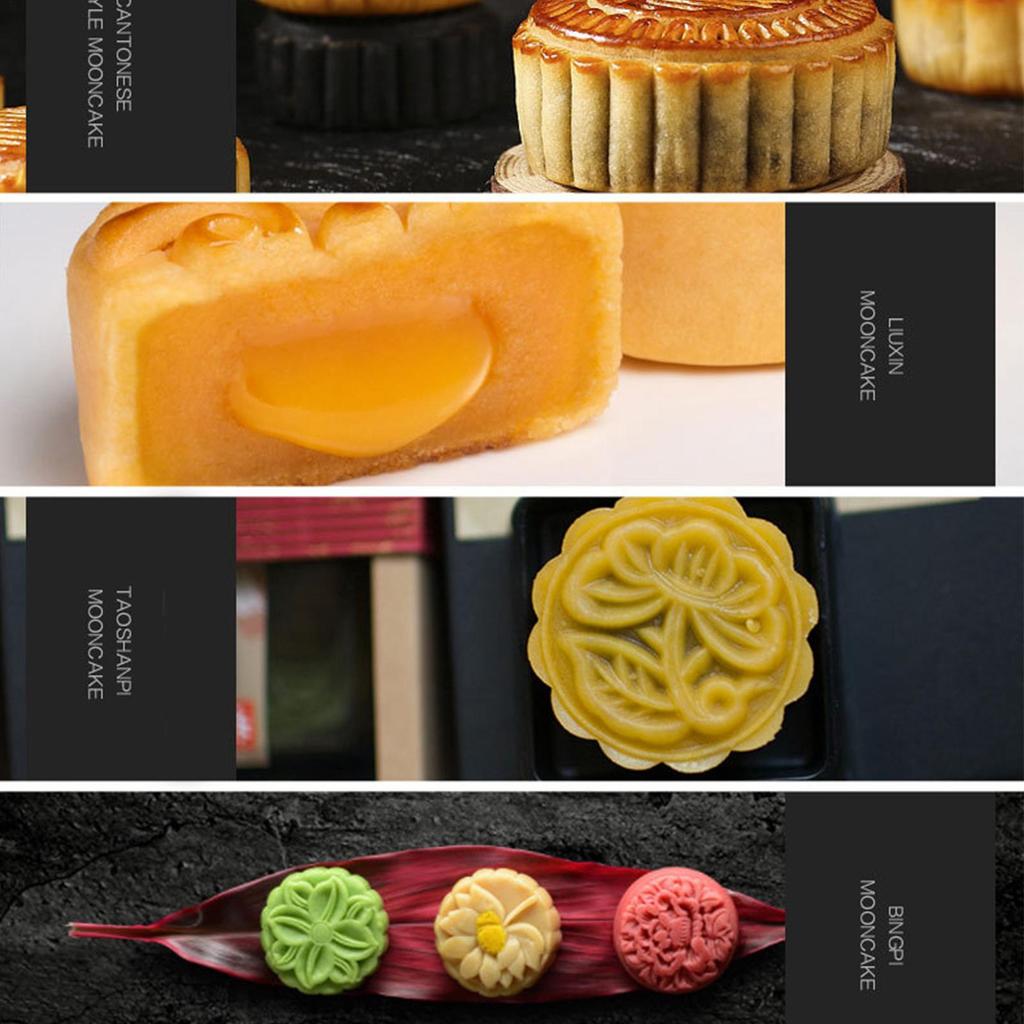 Moon Cake Mold Press 4 Pieces With Patterns Reusable Maker Cookie Mold Cake Making Supplies For Mid-Autumn Festival Holiday