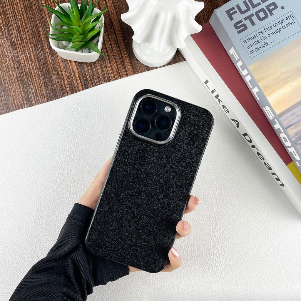 Simple Leather Pattern Apple 16 Anti-fall Phone Case IPhone15/14promax High-end Liquid Skin Soft Shell 13