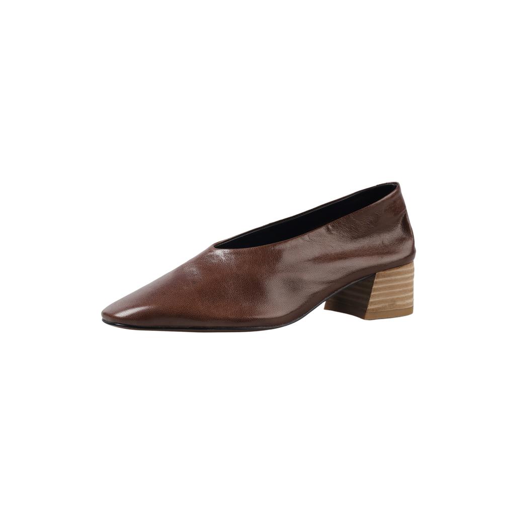 Fashion 2025 New Classic Concise Women Pumps Thick Heels Genuine Leather Office Lady Working Mature Basic Shoes Woman Spring Autumn