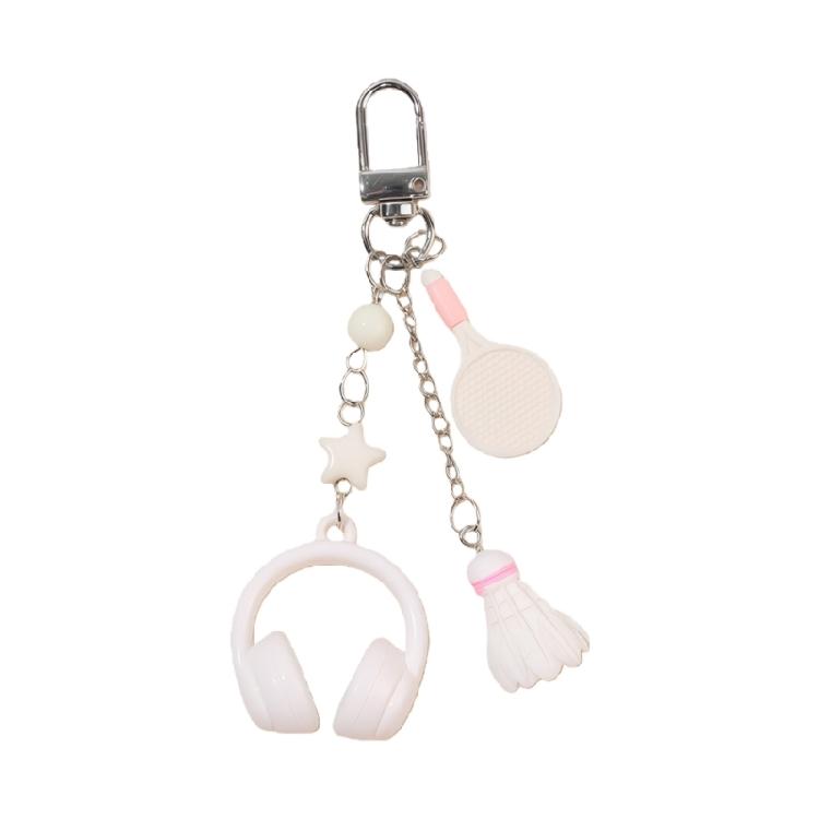 

Fashion Keychain Unique Hanging Pendant Suitable for Music and Sports Lovers Featuring Creative Headphones Badminton белый