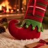 Retro Christmas Elf Stocking Stripe Xmas Tree Hanging Socks Christmas Stocking Gift Bag  Festive