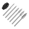 A84X-7Pc Wood Carving Tools,1/8Inch Shank HSS Engraving Drill Tool Wood Crafts Accessories With 4486 Chuck For Dremel Tool