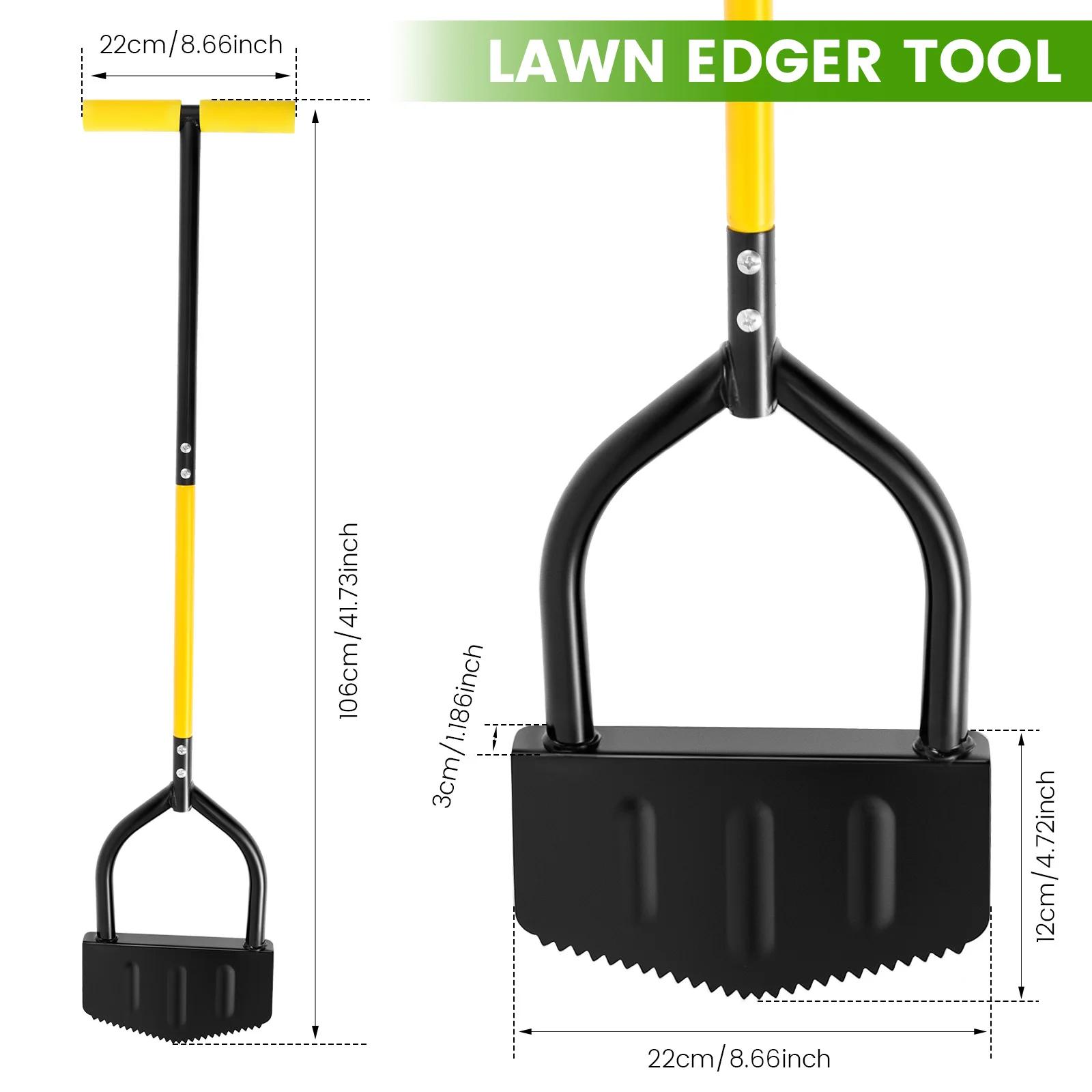 

106CM Half Moon Lawn Edger Stainless Steel Garden Grass Manual Trimming Shovel with T Grip Handle Manual Garden Grass Edger Tool