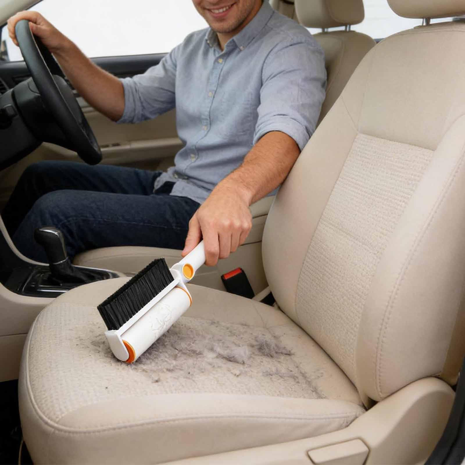 

2 in 1 Roller with Brush,Built Clip Pick up Cat Dog Hair Remover Sticky for Office Animal niture