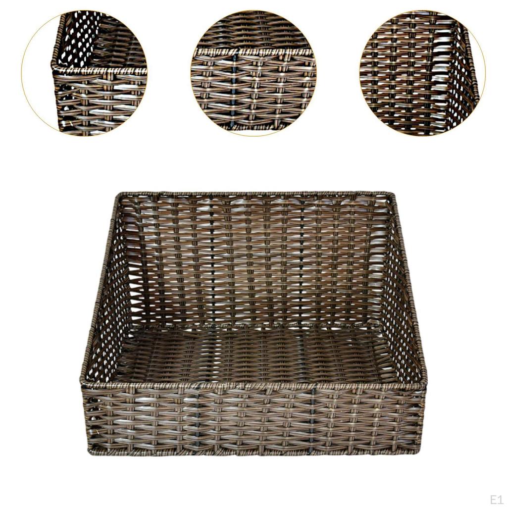 Imitation Rattan Basket ,Organizer Storage Bread Plate, Multifunction Serving Tray Handwoven Fruit
