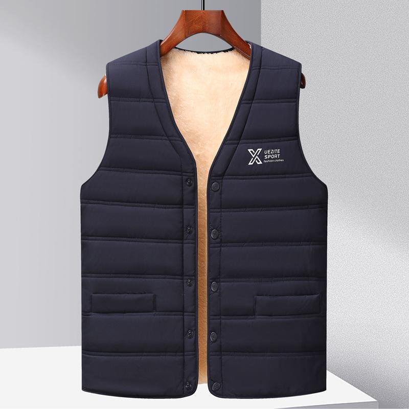 Fleecová vesta Pánský hřejivý základní top Výstřih do V Jednořadé Zapínání Zesílená vesta Ležérní bunda Středního věku a Mladý Klip s koněm