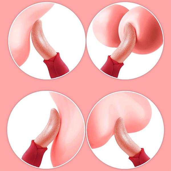 Rose Realistic Tongue Licking Clitoral Stimulation Nipples Powerful Stimulator Vibrators Female Adult Sex Toy for Woman Couples