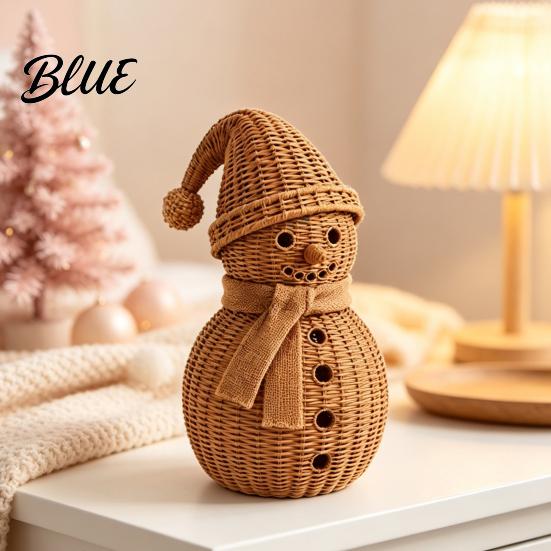 Christmas Party Table Centerpieces Snowman Ornament for Tabletop Decor Retro Resin Figurine Winter Themed Room with Knitted Texture Fireplace