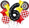 9 Pcs/set Lightning Racing Car Balloons Birthday Decoration Boy's Birthday Stripe Number Racing Party Decoration Inflatable Toys