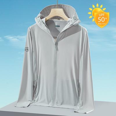 Men's Ice Raw Yarn Sunscreen Clothing UPF50 + UV Protection Outdoor Fishing Sunscreen Clothing Hooded Breathable Skin Clothing