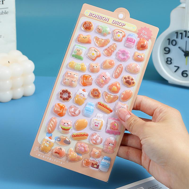 3D Embossed Japanese Cartoon Stickers for Kids' DIY Journaling & Cute Phone Case Decoration