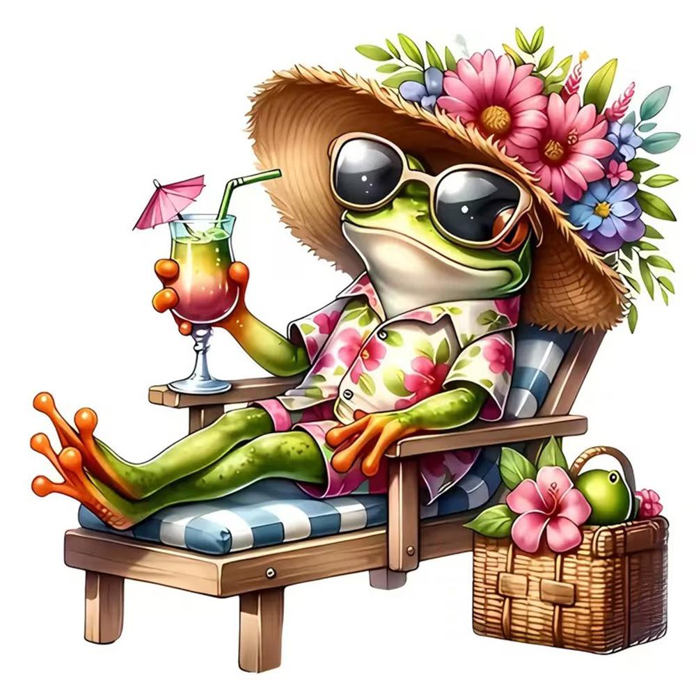 

QT2016#15cm Vacation Frog Waterproof Car Decorative Decal, Suitable for Cars, Laptops, Bumpers, Glass Window Sticker 15cm-Longest side