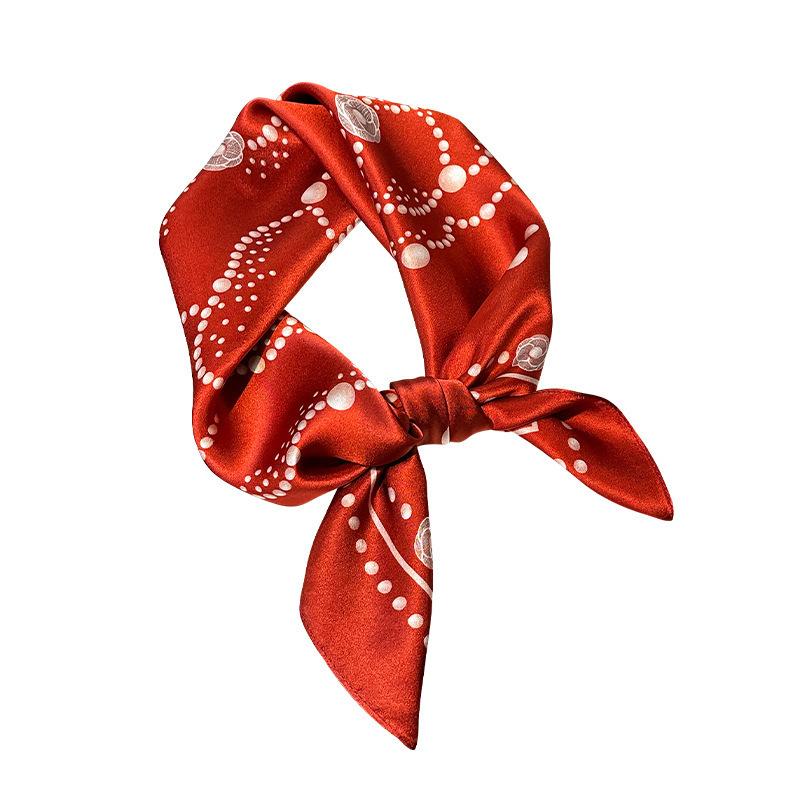 New 100% Pure Real Silk Scarf Women Hair Foulard Luxury High Quality Bandana Square Headband Hijab Scarves Pashmina brand 65cm