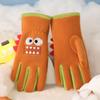 Cartoon Dinosaur Children Winter Gloves Thicken Warm Boys Girls Five Finger Gloves Kids Plush Outdoor Riding Ski Gloves