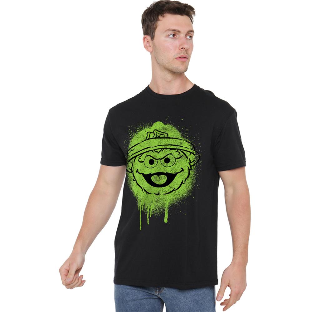 Sesame Street Unisex Adult Oscar The Grouch Graffiti T-Shirt