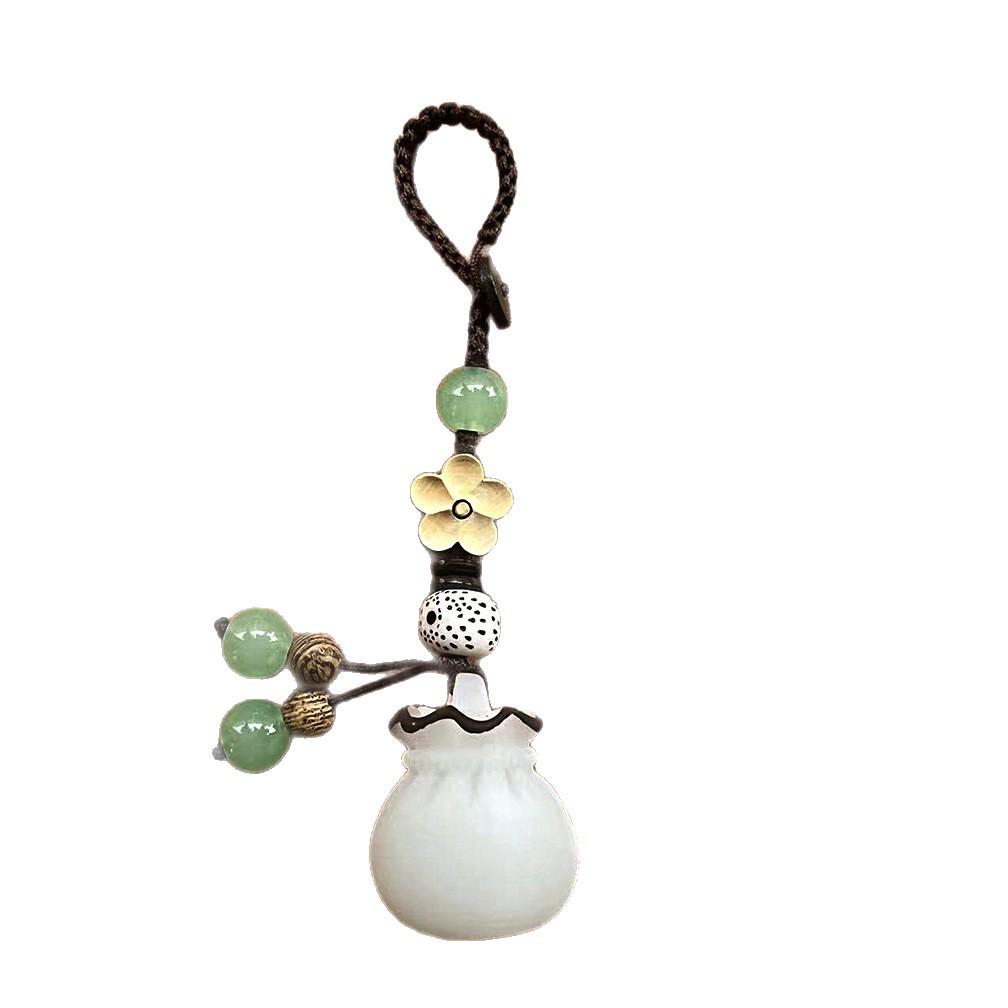Bodhi Charm Keychain: Couple's Chinese-Style Pendant, Retro Money Bag, Phone Chain Ornament