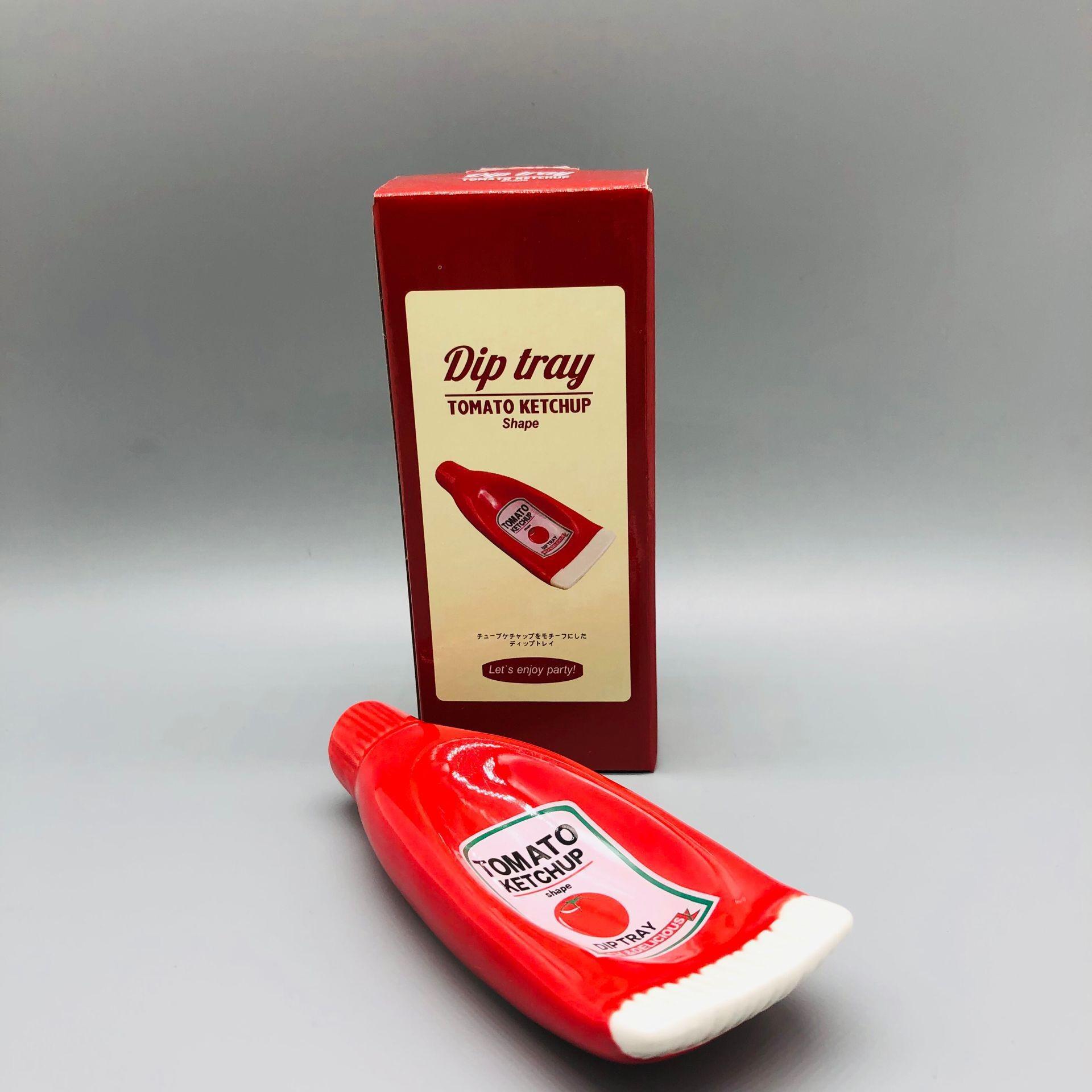 Ketchup Bottle Ceramic Sauce Dish for Soy, Mustard, Vinegar