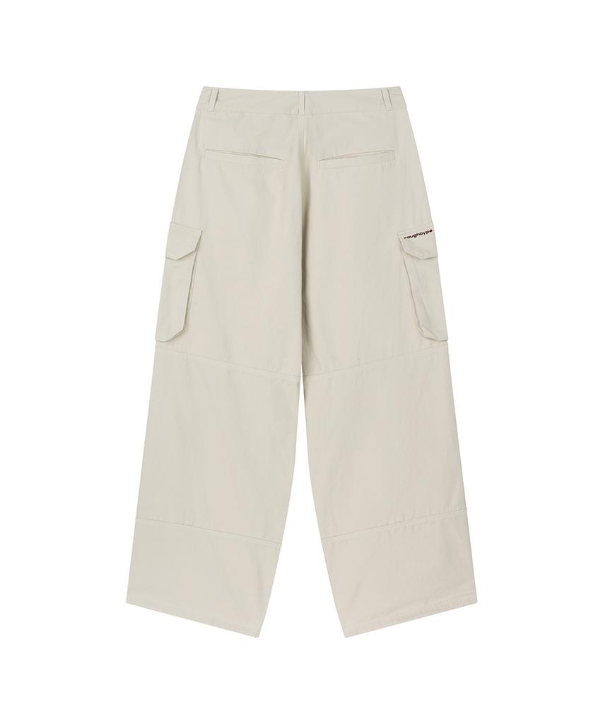 Lotaib Washed Cargo Cotton Pants - Ivory