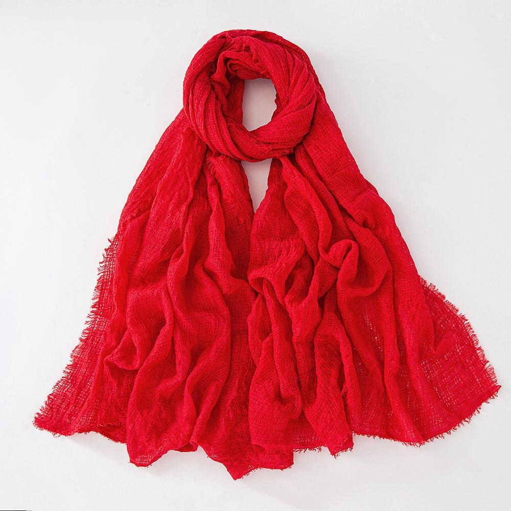 New Cotton Linen Gauze Scarf For Women Girls Spring Autumn Solid Scarves Soft Pashmina Foulard Simple Retro Beard Wrap Shawls